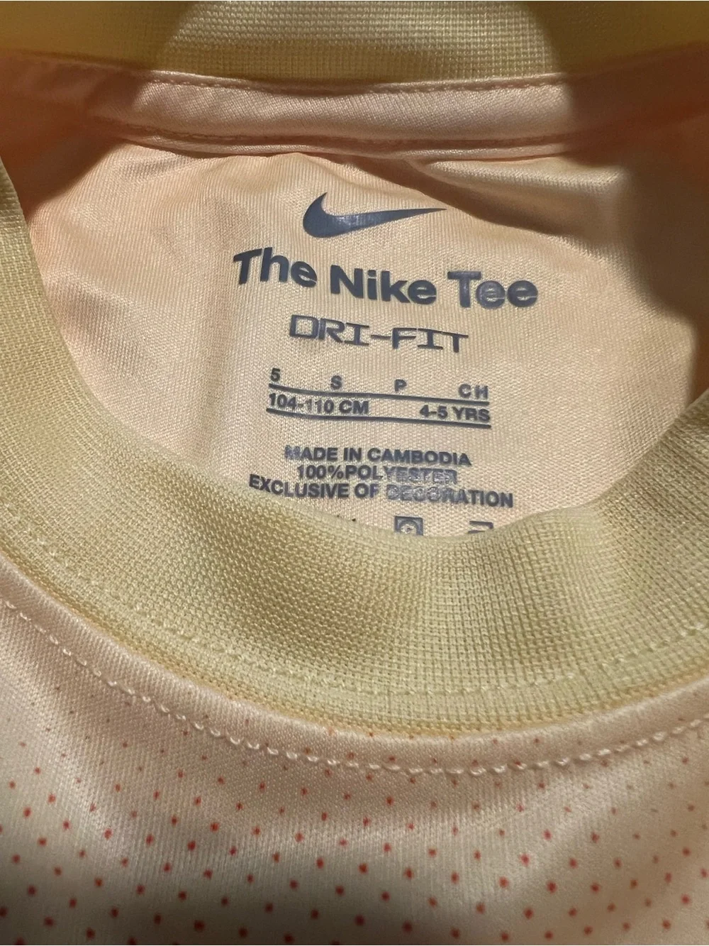 Nike Dri-Fit Soft Yellow Little Kids Athletic Tee Shirt Size 5
